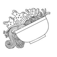 diseño fideos ramen colorante página contorno Arte vector