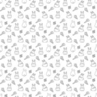 Seamless pattern with cute Easter bunnies and carrots. Doodle vector illustration.