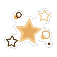 Sticker with stars and circles. Cartoon vector color illustration.