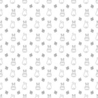 Seamless pattern with cute Easter rabbits and carrot. Doodle vector illustration.