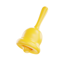 3d render notification bell icon, 3d render yellow ringing bell with new notification for social media. png