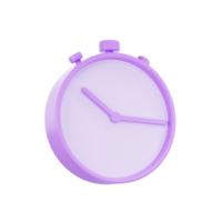 3d render roxa pastel cor alarme relógio, 3d círculo relógio ícone png