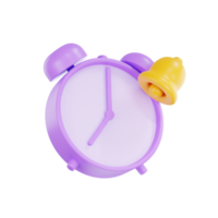 3d render purple pastel color alarm clock, 3D Circle clock icon png