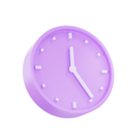 3d render purple pastel color alarm clock, 3D Circle clock icon png