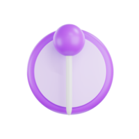 3d purple push pins sign icon isolated,  push pins symbol icons for web png