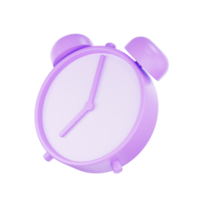 3d render purple pastel color alarm clock, 3D Circle clock icon png