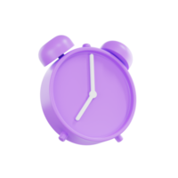 3d geven Purper pastel kleur alarm klok, 3d cirkel klok icoon png