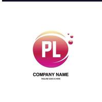 PL initial logo With Colorful Circle template vector