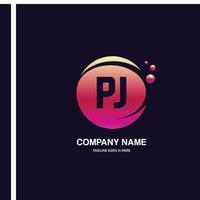 PJ initial logo With Colorful Circle template vector
