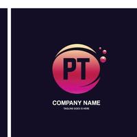 PT initial logo With Colorful Circle template vector