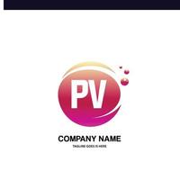 PV initial logo With Colorful Circle template vector