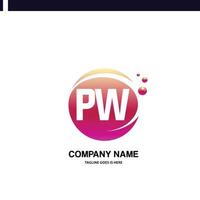 PW initial logo With Colorful Circle template vector