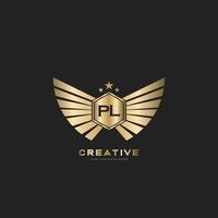 PL Letter Initial with Royal Luxury Logo Template vector