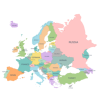 Europa Karta full Färg hög detalj separerat Allt länder png