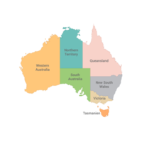 Australië kaart vol kleur hoog detail gescheiden allemaal staten png
