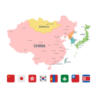 leste Ásia mapa cheio cor Alto detalhe separado todos países png