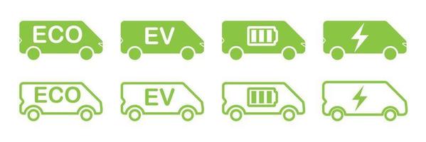 The machine runs on environmentally friendly fuel. Set of electric cars icons vector