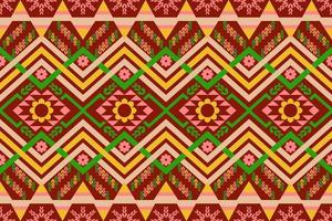 Colorful geometric ethnic seamless pattern designed for background, wallpaper, traditional clothing, carpet, curtain, and home decoration. vector