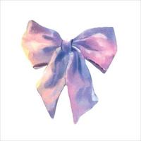 Watercolor vector pupple bow. Hand painted gift bow or hair bow isolated on white background. Party or greeting object, bow for your creativity