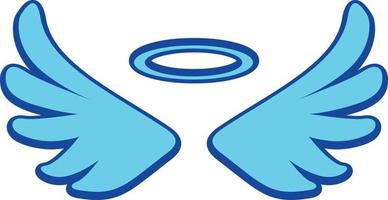 blue angel wings  icon with nimbus - stock vector