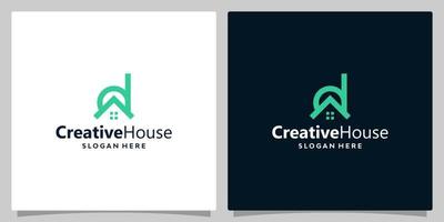 House building logo with initial letter d. Vector illustration graphic design. Good for brand, advertising, real estate, construction, building, and home.