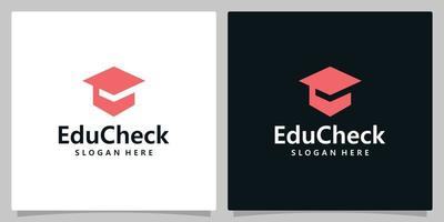 colega, graduado, instalaciones, educación logo diseño. y cheque marca logo. vector