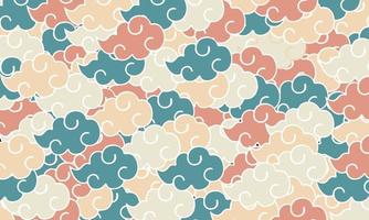 Vector illustration of a seamless pattern of colorful Japanese clouds