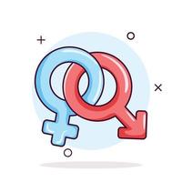 Gender icons with male and female symbols. Cute Vector Illustration