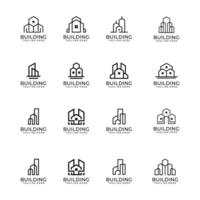 set of flat building vector icon