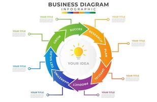 8 Steps Modern Cycle Timeline diagram with project planning, presentation vector infographic. Infographic template for business.