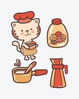 Cute Cat Baking Cookies Vector