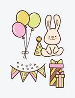 Cute Bunny Celebrating in the Party Vector