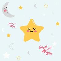 Good Night pattern with cute star and moon vector