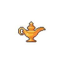 genies lamp in pixel art style vector