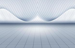 White curved structure wall facade and grid floor, artificial building space background. photo