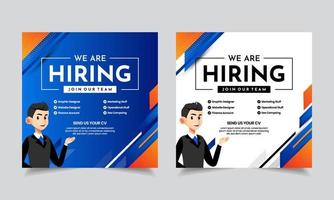 We are hiring design vector for vacant sign Job hiring poster, social media, banner, flyer and Recruitment Poster.