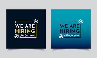 Hiring recruitment open vacancy design vector. We are hiring design vector for vacant sign Job hiring poster, social media, banner, flyer and recruitment poster.