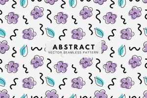 Flowers with wiggly lines shape cute abstract seamless repeating pattern vector