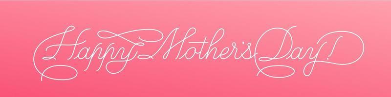 Happy Mothers Day - calligraphic lettering with elegant flourishes. Modern line calligraphy isolated on white background. Vector text in linear style, editable stroke wight.