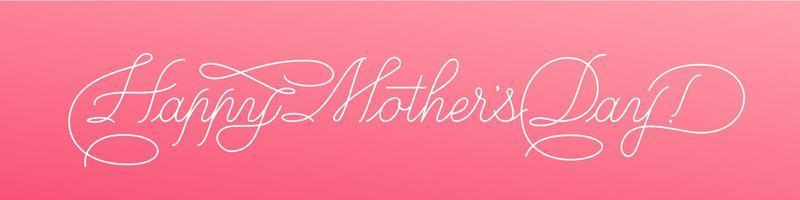 Happy Mothers Day - calligraphic lettering with elegant flourishes. Modern line calligraphy isolated on white background. Vector text in linear style, editable stroke wight.