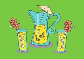 vector illustration lemonade in a jug and glasses