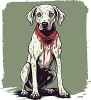 cute zombie dog mascot brushed style illustration vector