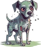 cute zombie dog mascot brushed style illustration vector