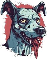 cute zombie dog mascot brushed style illustration vector