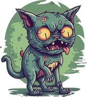 cute zombie cat mascot abstract illustration vector