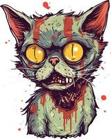cute zombie cat mascot abstract illustration vector