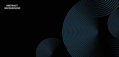 Abstract glowing circle lines on dark background. Futuristic technology concept. Horizontal banner template. Suit for poster, cover, banner, brochure, website vector