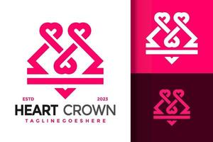 Heart Crown logo vector icon illustration