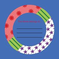 Illustration of a round frame with a place for your text. A sticker label that shows the identity of the owner of an item in a unique and funny circle shape. Name tag sticker vector