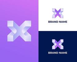 Abstract letter X 3d, web and app logo design template vector